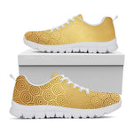 Gold Chinese Pattern Print White Sneakers