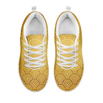 Gold Chinese Pattern Print White Sneakers