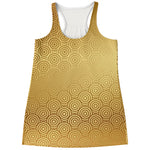 Gold Chinese Pattern Print Women's Racerback Tank Top