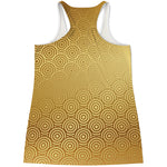 Gold Chinese Pattern Print Women's Racerback Tank Top