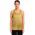 Gold Chinese Pattern Print Women's Racerback Tank Top