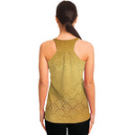 Gold Chinese Pattern Print Women's Racerback Tank Top