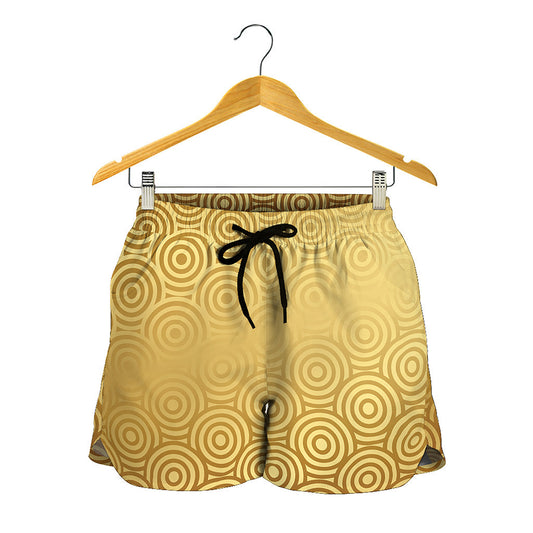 Gold Chinese Pattern Print Women's Shorts