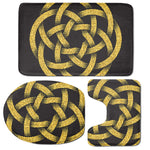 Gold Circle Celtic Knot Symbol Print 3 Piece Bath Mat Set