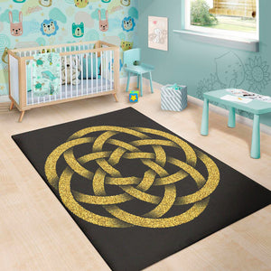 Gold Circle Celtic Knot Symbol Print Area Rug