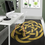 Gold Circle Celtic Knot Symbol Print Area Rug