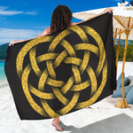 Gold Circle Celtic Knot Symbol Print Beach Sarong Wrap