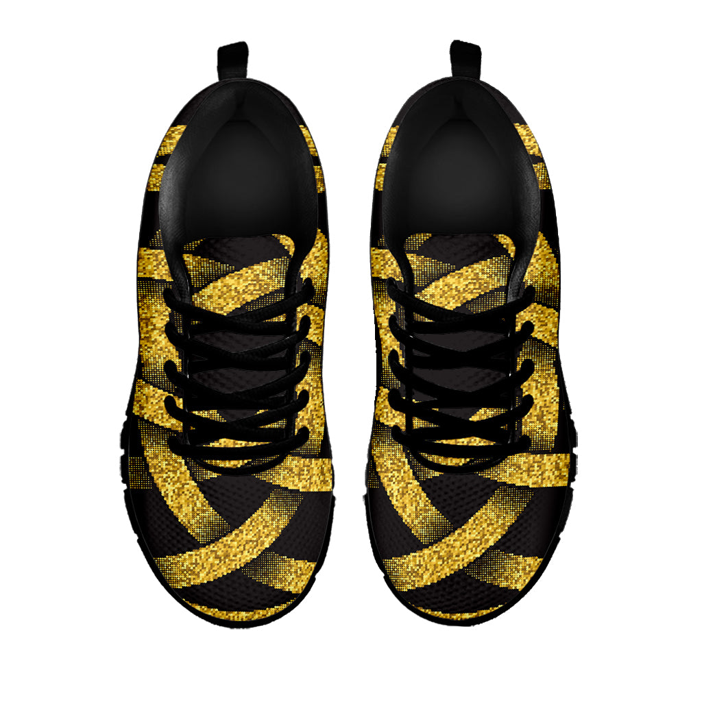 Gold Circle Celtic Knot Symbol Print Black Sneakers