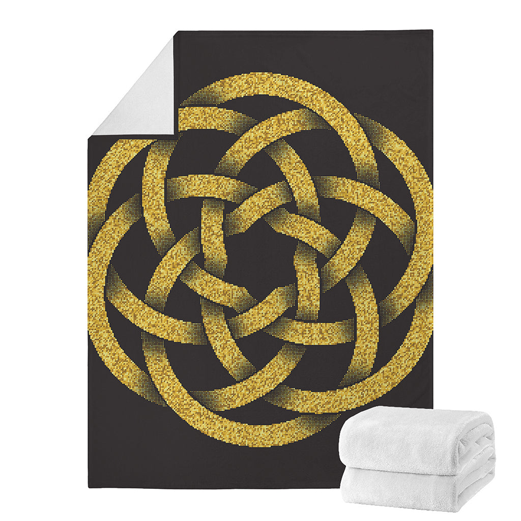 Gold Circle Celtic Knot Symbol Print Blanket