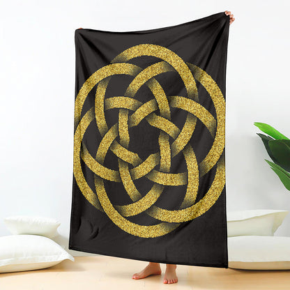 Gold Circle Celtic Knot Symbol Print Blanket