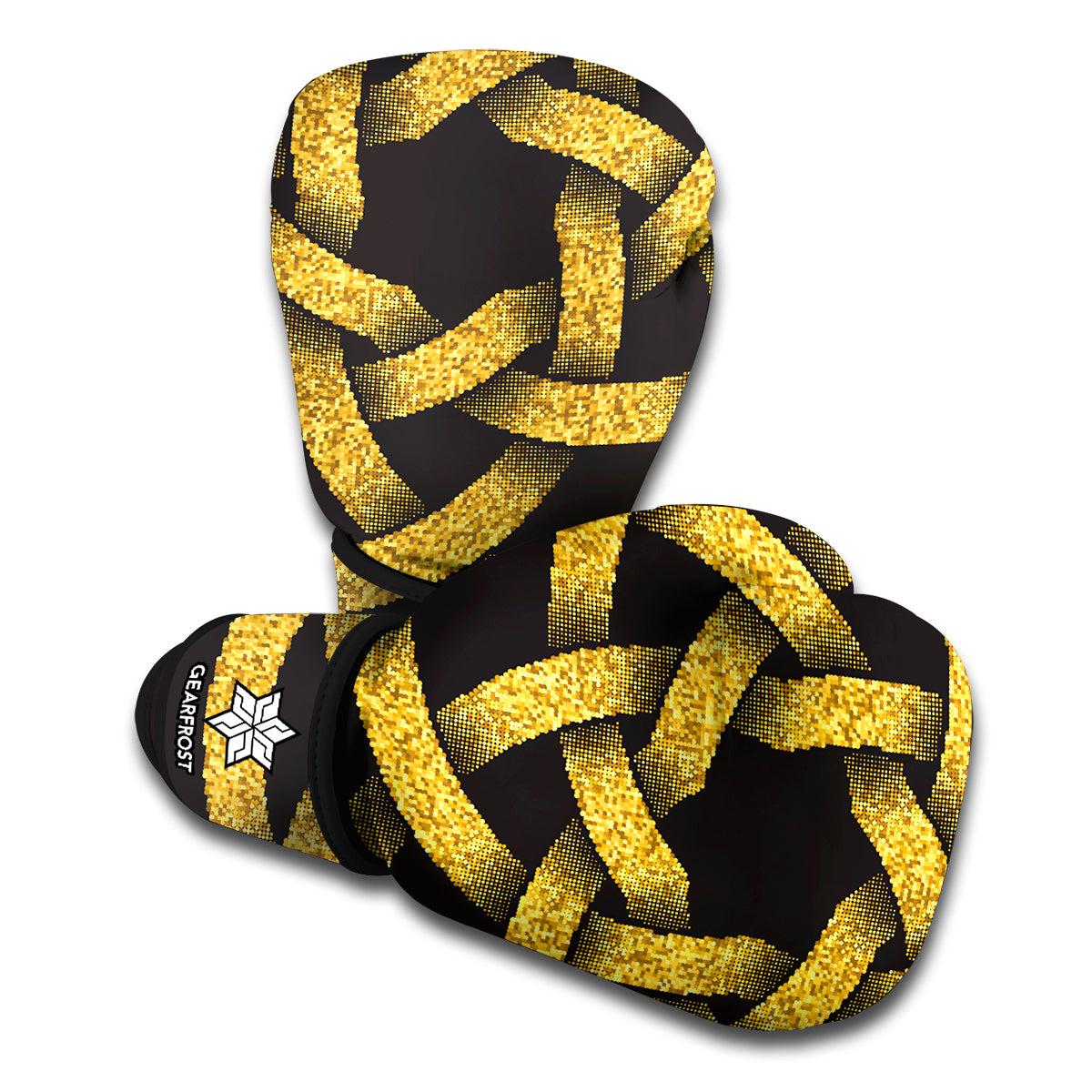 Gold Circle Celtic Knot Symbol Print Boxing Gloves