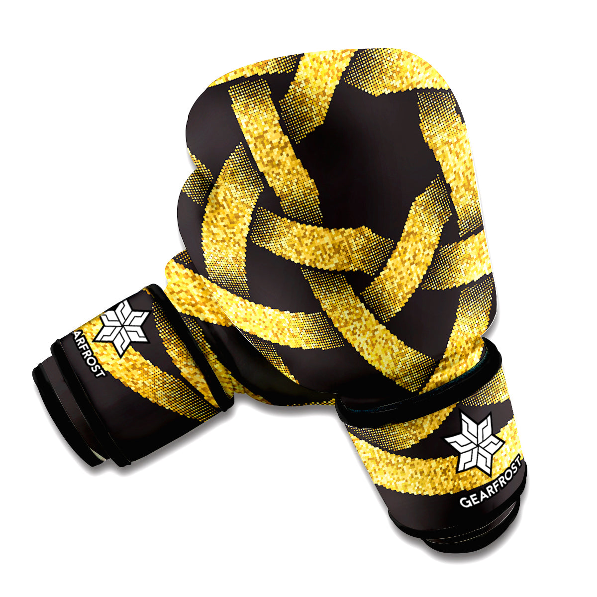 Gold Circle Celtic Knot Symbol Print Boxing Gloves