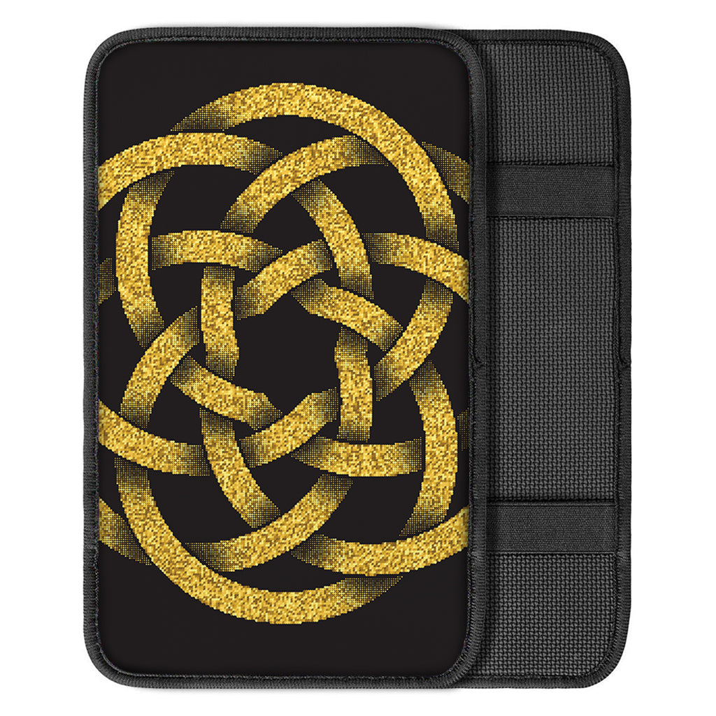 Gold Circle Celtic Knot Symbol Print Car Center Console Cover