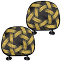 Gold Circle Celtic Knot Symbol Print Car Headrest Covers