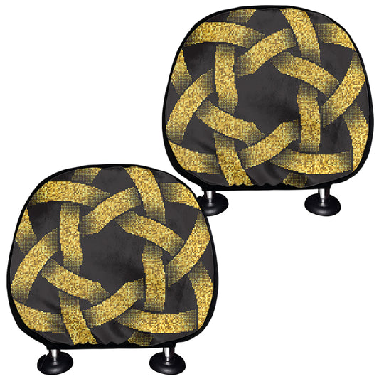 Gold Circle Celtic Knot Symbol Print Car Headrest Covers