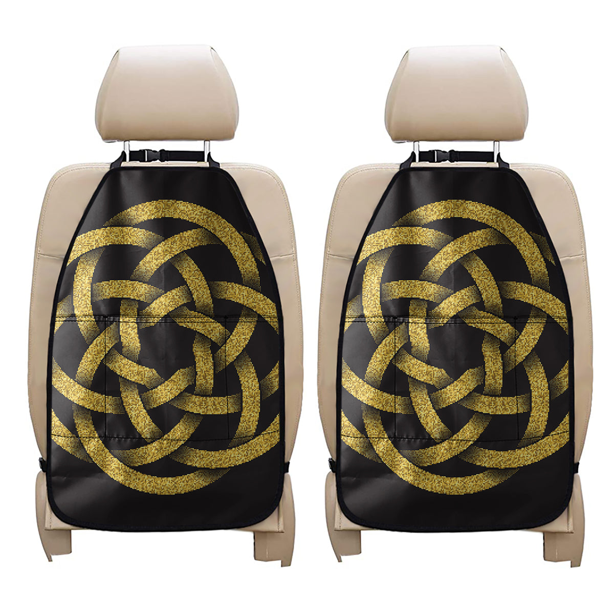 Gold Circle Celtic Knot Symbol Print Car Seat Organizers