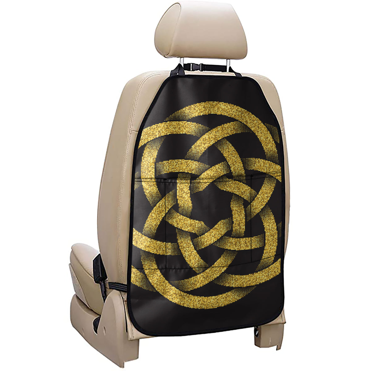 Gold Circle Celtic Knot Symbol Print Car Seat Organizers