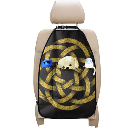Gold Circle Celtic Knot Symbol Print Car Seat Organizers