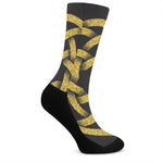 Gold Circle Celtic Knot Symbol Print Crew Socks