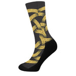 Gold Circle Celtic Knot Symbol Print Crew Socks