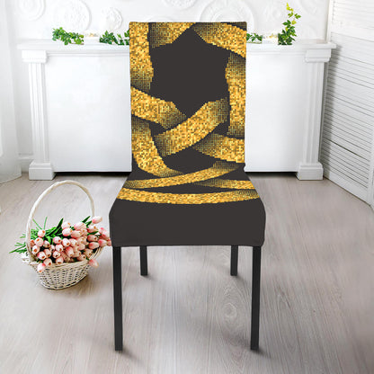Gold Circle Celtic Knot Symbol Print Dining Chair Slipcover