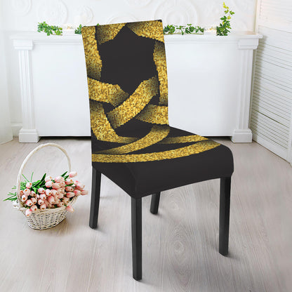Gold Circle Celtic Knot Symbol Print Dining Chair Slipcover