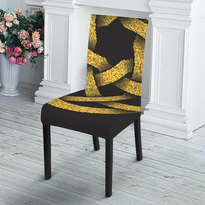 Gold Circle Celtic Knot Symbol Print Dining Chair Slipcover