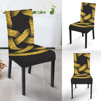 Gold Circle Celtic Knot Symbol Print Dining Chair Slipcover