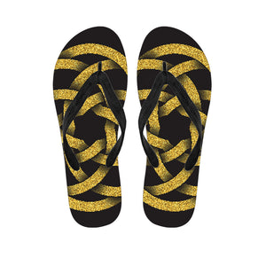 Gold Circle Celtic Knot Symbol Print Flip Flops