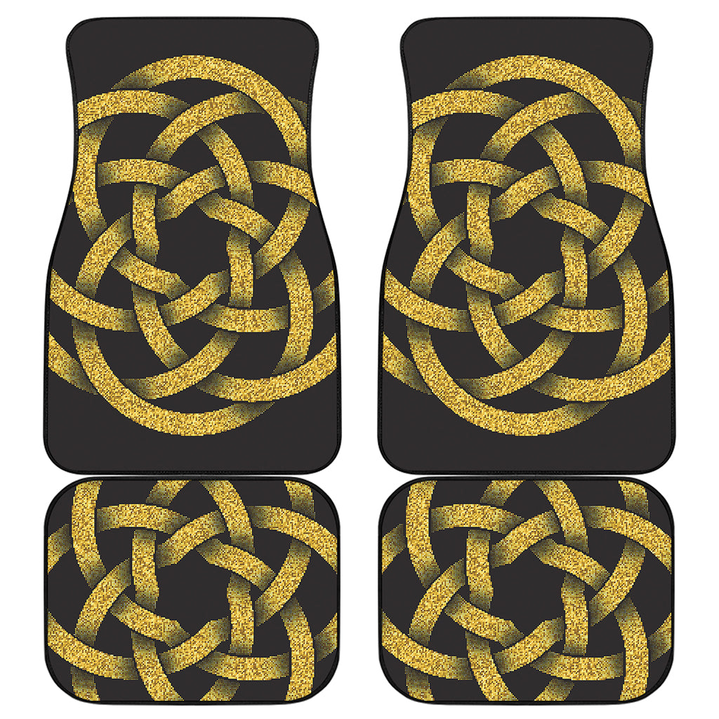 Gold Circle Celtic Knot Symbol Print Front and Back Car Floor Mats