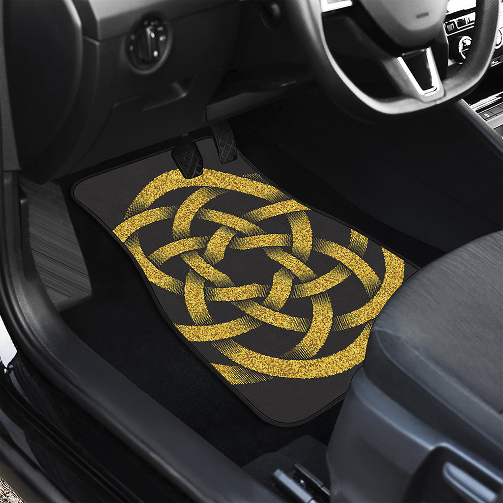 Gold Circle Celtic Knot Symbol Print Front and Back Car Floor Mats