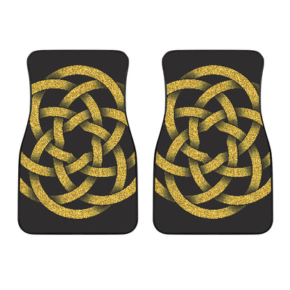 Gold Circle Celtic Knot Symbol Print Front Car Floor Mats