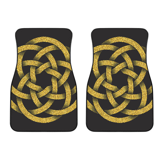 Gold Circle Celtic Knot Symbol Print Front Car Floor Mats