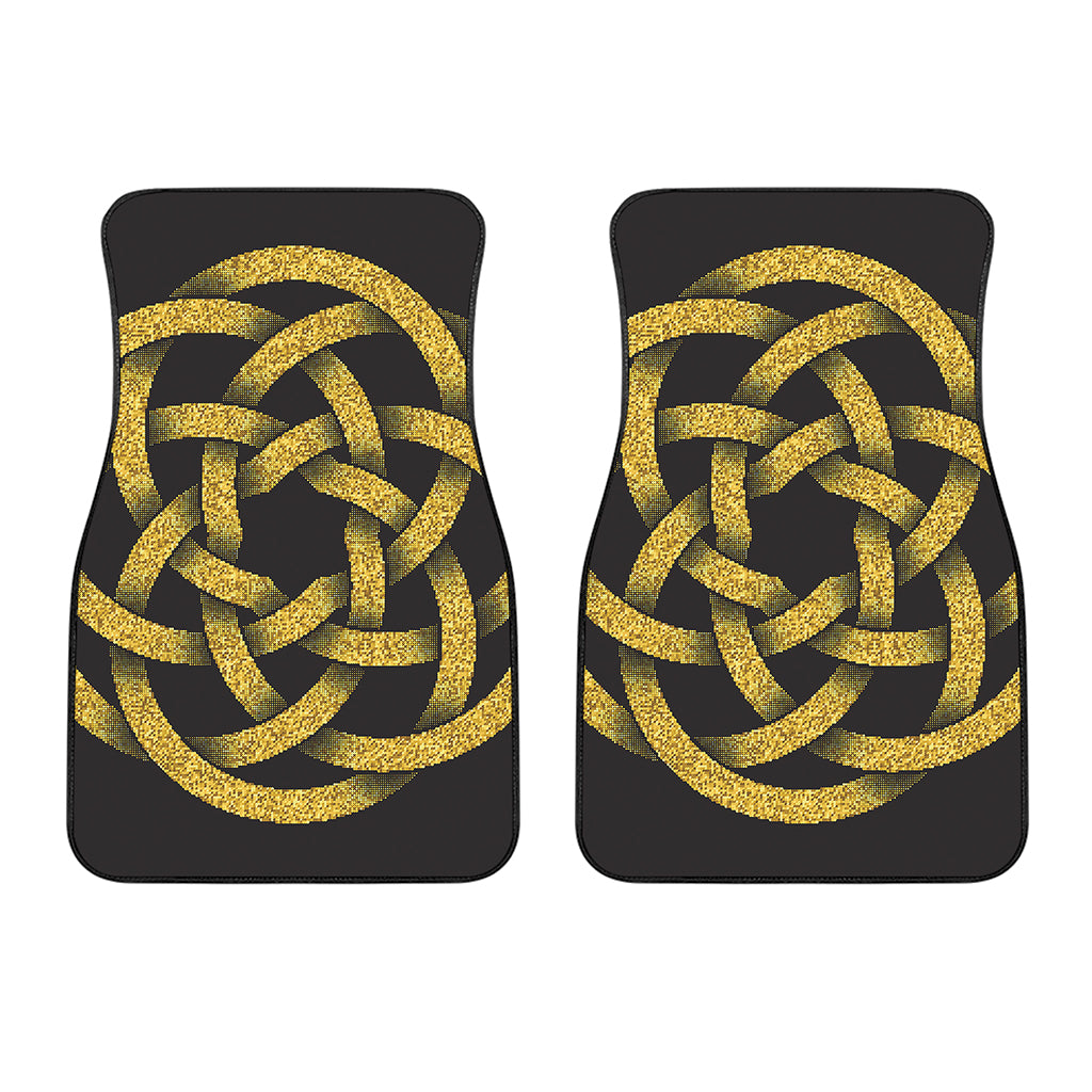 Gold Circle Celtic Knot Symbol Print Front Car Floor Mats