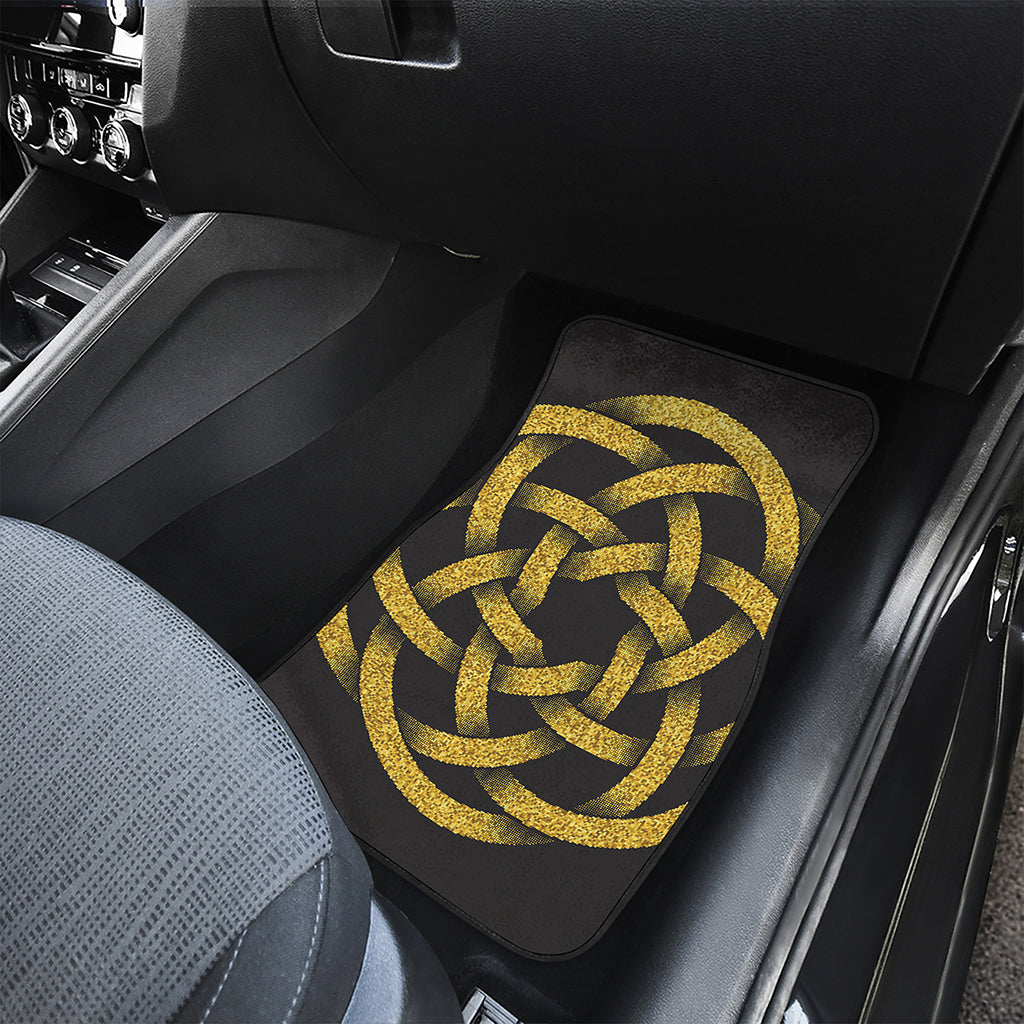 Gold Circle Celtic Knot Symbol Print Front Car Floor Mats