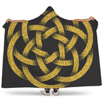 Gold Circle Celtic Knot Symbol Print Hooded Blanket