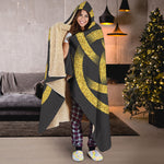 Gold Circle Celtic Knot Symbol Print Hooded Blanket