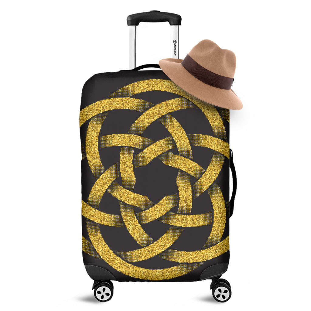 Gold Circle Celtic Knot Symbol Print Luggage Cover