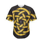 Gold Circle Celtic Knot Symbol Print Men's Baseball Jersey