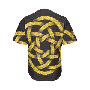 Gold Circle Celtic Knot Symbol Print Men's Baseball Jersey