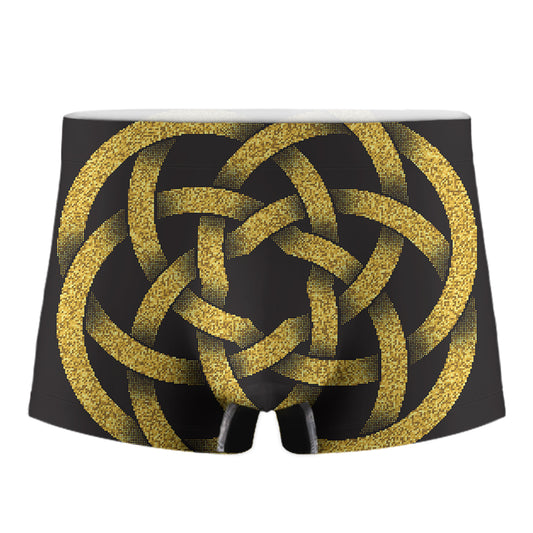 Gold Circle Celtic Knot Symbol Print Men's Boxer Briefs