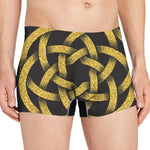 Gold Circle Celtic Knot Symbol Print Men's Boxer Briefs