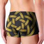 Gold Circle Celtic Knot Symbol Print Men's Boxer Briefs