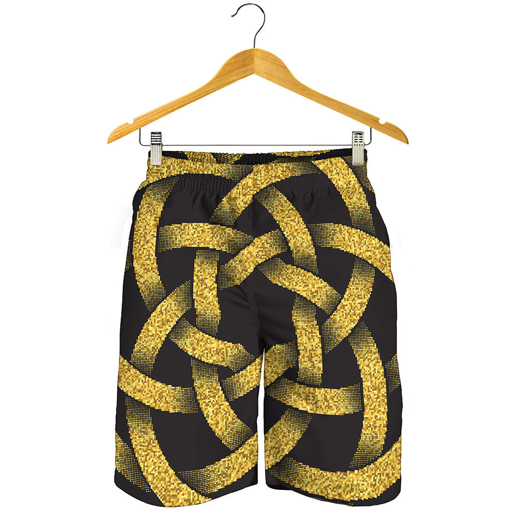 Gold Circle Celtic Knot Symbol Print Men's Shorts