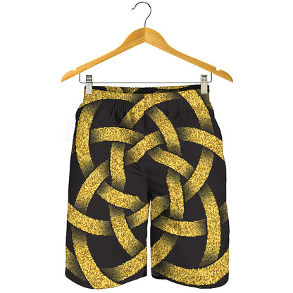 Gold Circle Celtic Knot Symbol Print Men's Shorts
