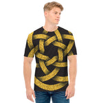 Gold Circle Celtic Knot Symbol Print Men's T-Shirt