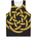Gold Circle Celtic Knot Symbol Print Men's Tank Top