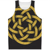 Gold Circle Celtic Knot Symbol Print Men's Tank Top