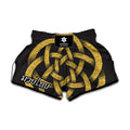 Gold Circle Celtic Knot Symbol Print Muay Thai Boxing Shorts