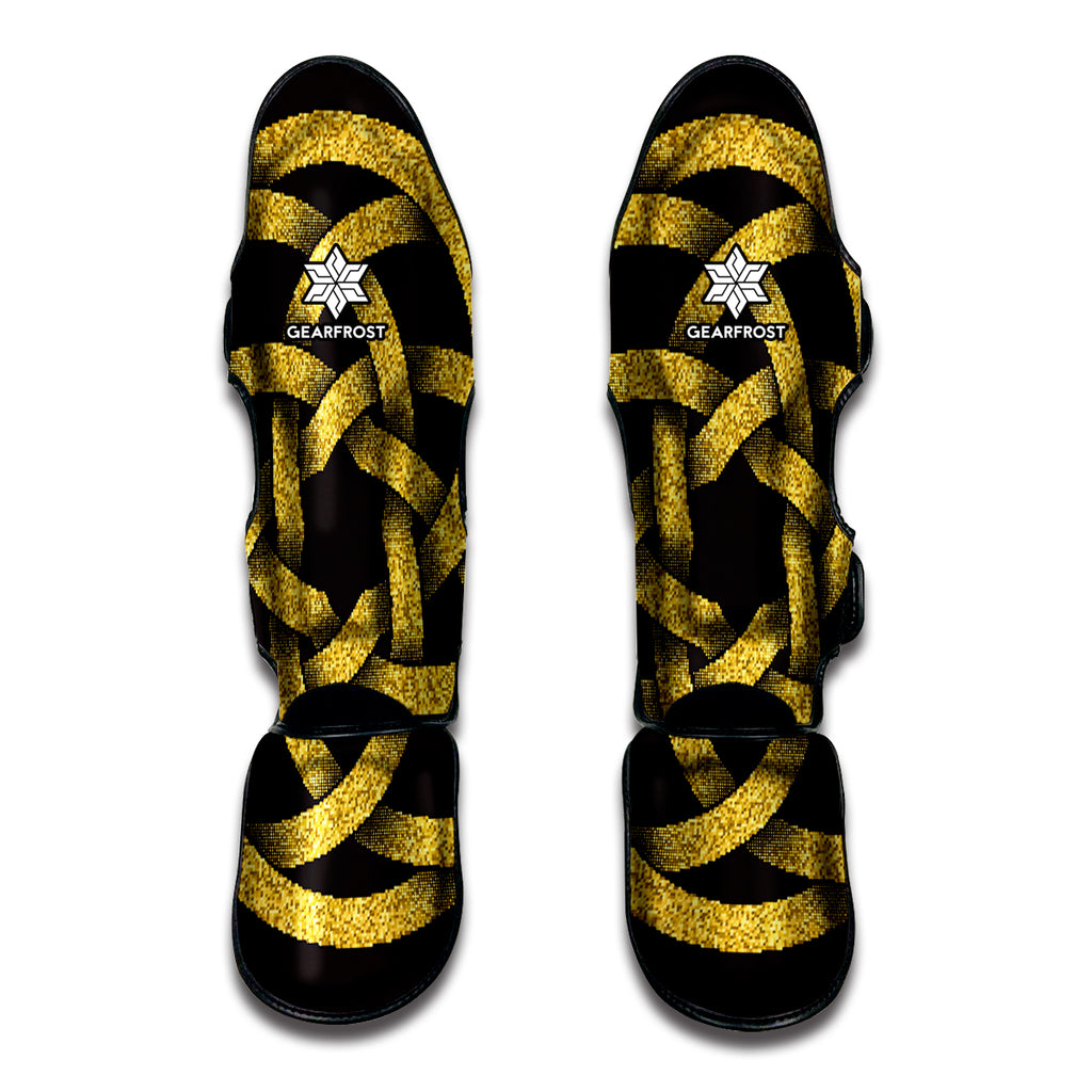 Gold Circle Celtic Knot Symbol Print Muay Thai Shin Guard